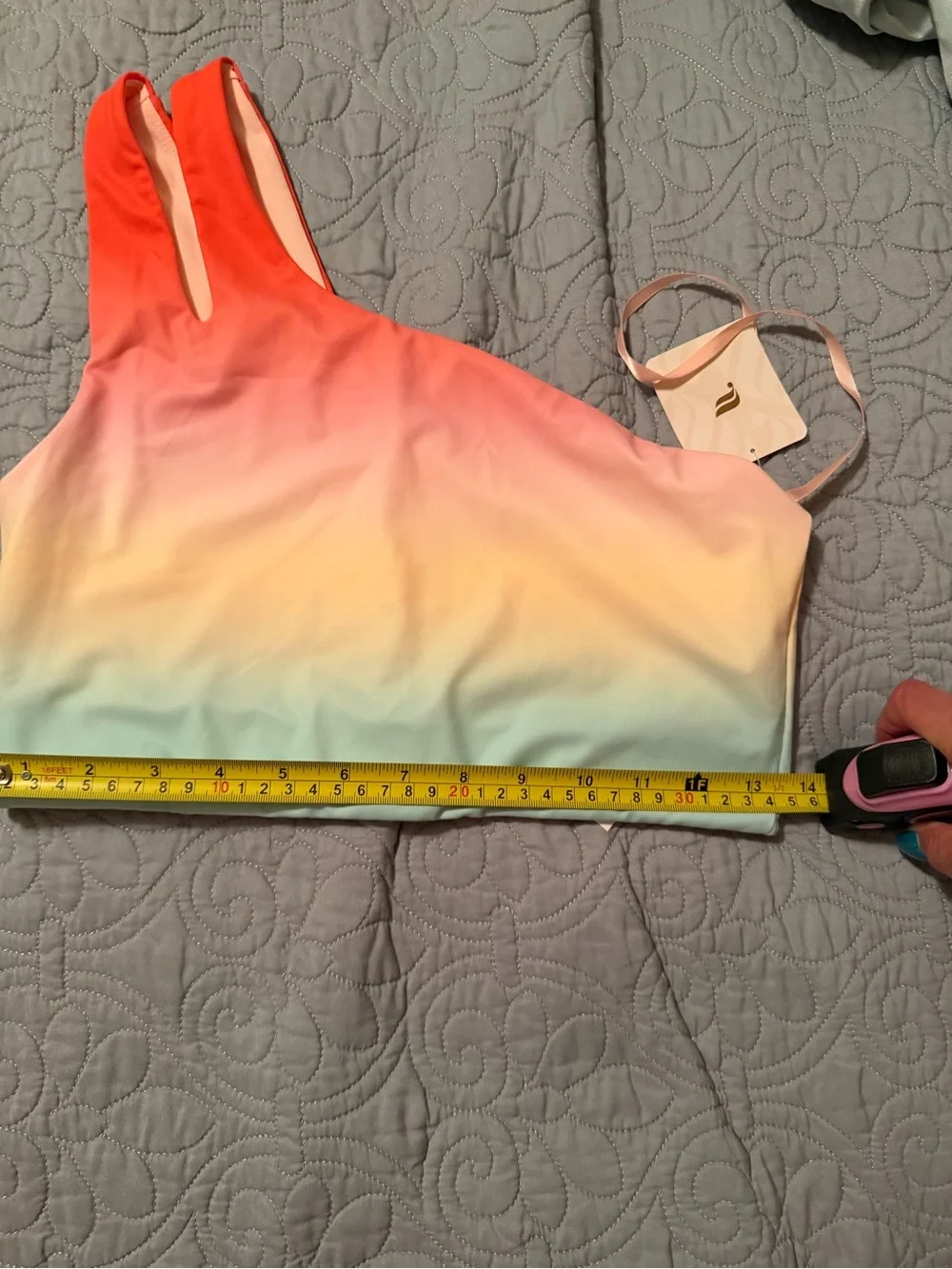 Fabletics Asymmetrical Double Strap Midi Bra Ombre All Day Size M NWT